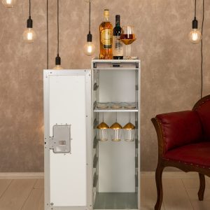 Customizable White Trolley With Wine Glass Detail